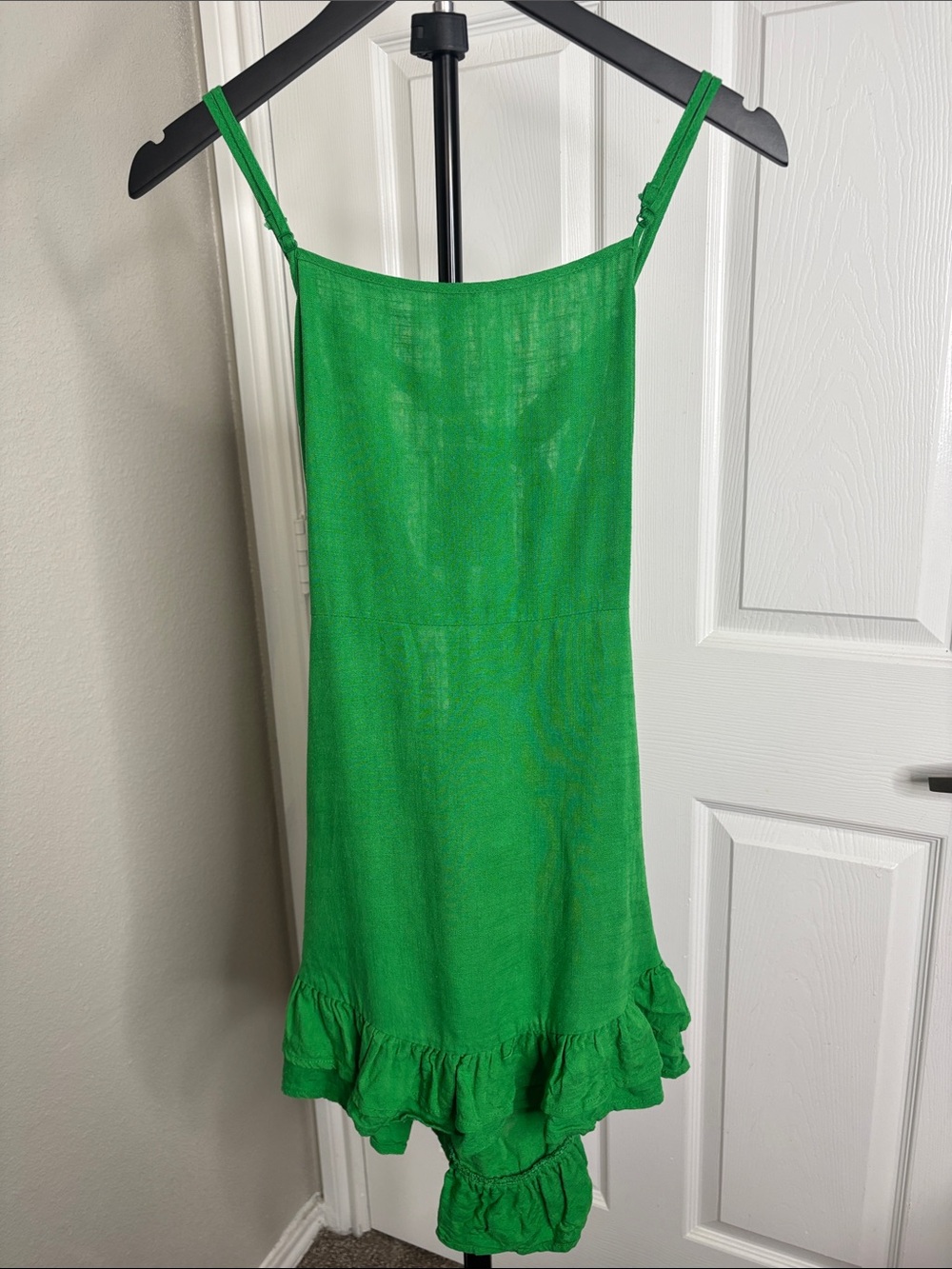 SHEIN Bright Green Ruffle-Hem Sundress